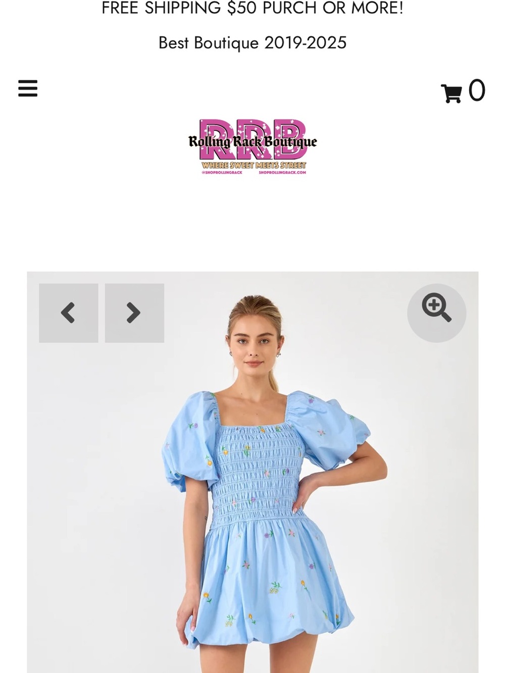 English factory smocked mini dress blue size small new - Picture 4 of 10